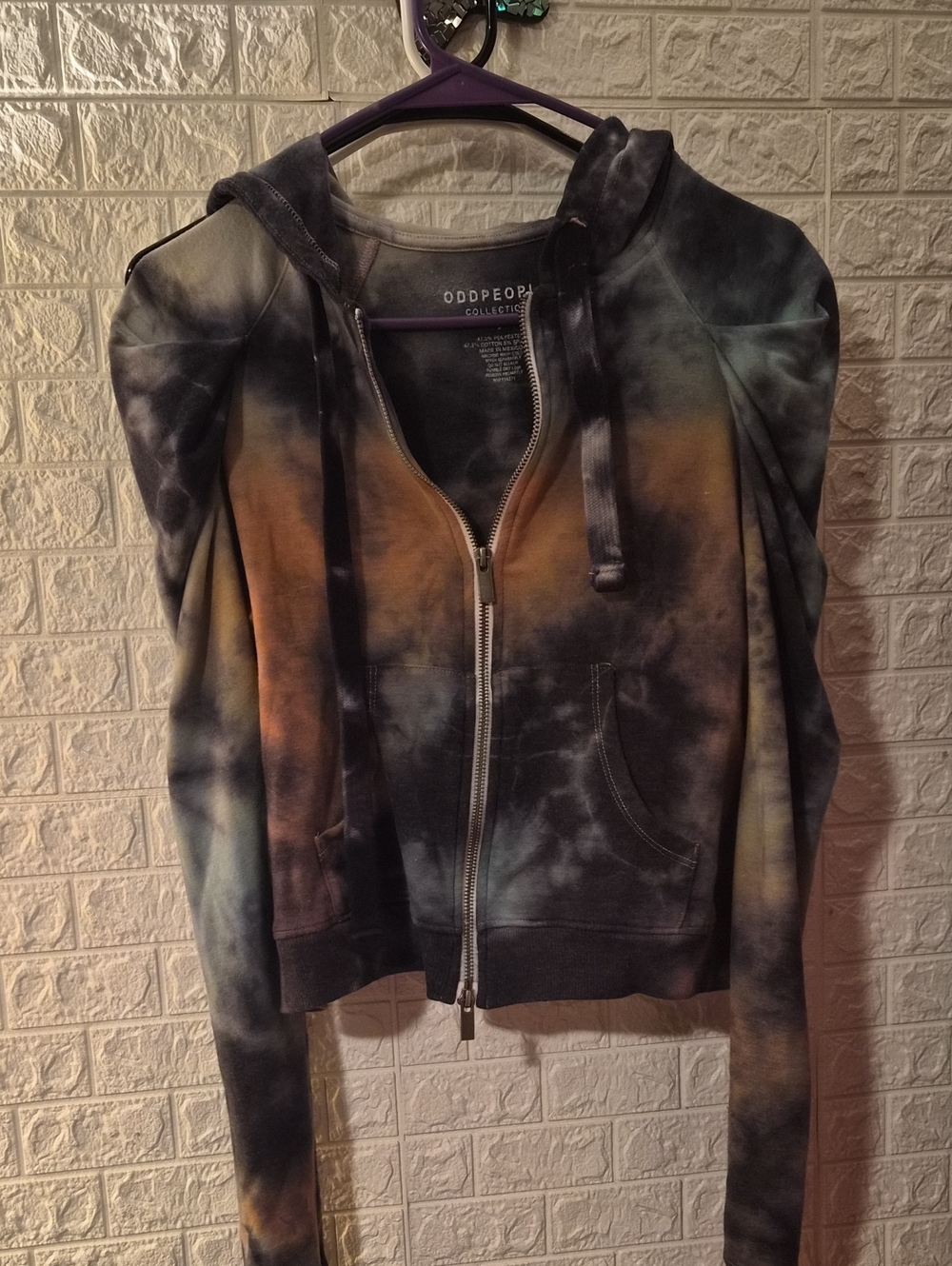 Tie-Dye Zip Hoodie Jacket in Multicolor odd people recycled karma